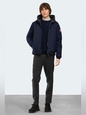 Canada Goose Lodge Hoody Packable Down Jacket Navy 5055M Men's Medium EUC